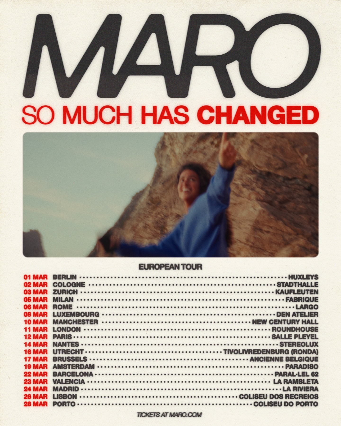 MARO So much has changed Tour Poster 2026